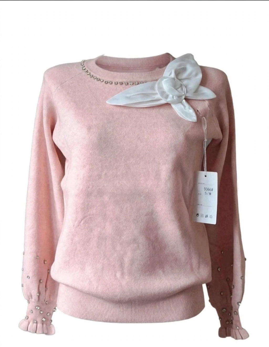 Trui met broche en kristallen - voorkant