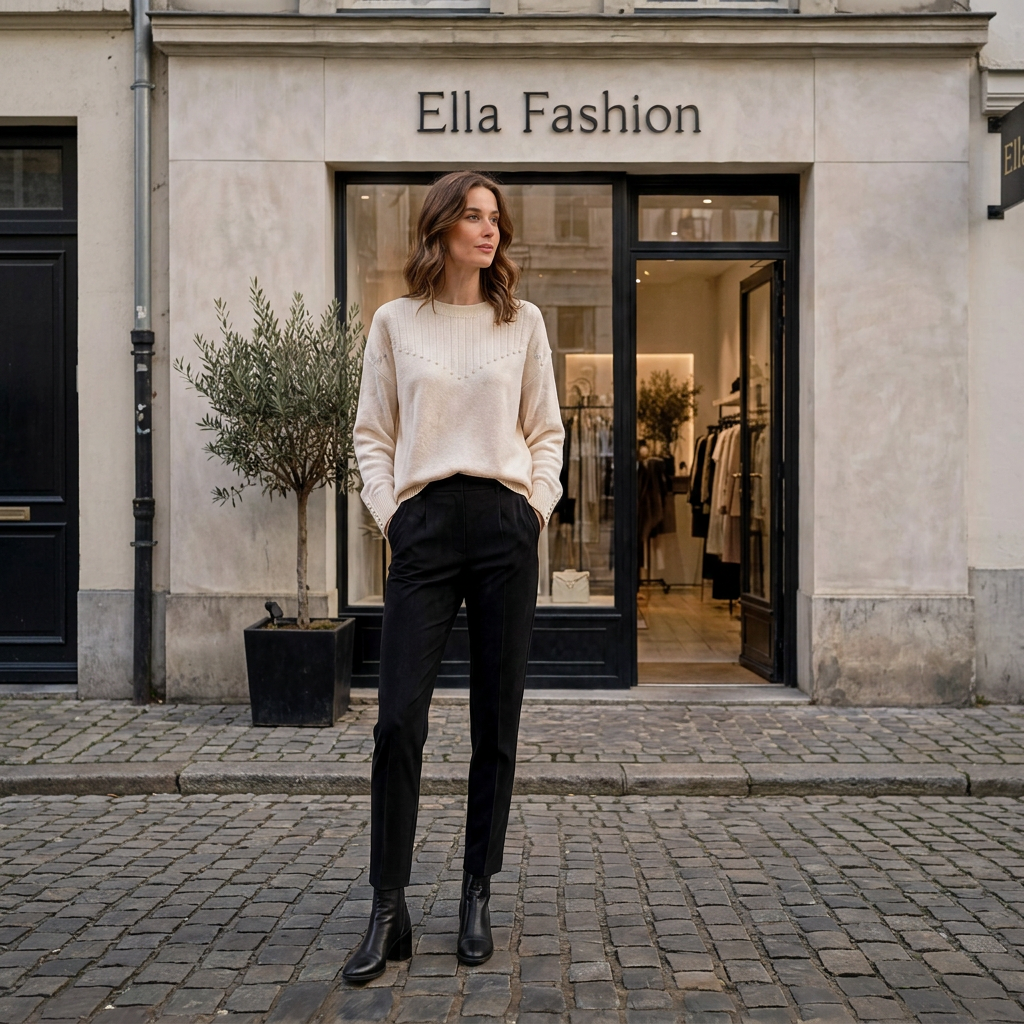 Trui met pareltjes - modelka voor Ella Fashion