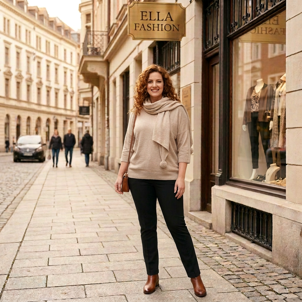 Trui met sjaal - Beige