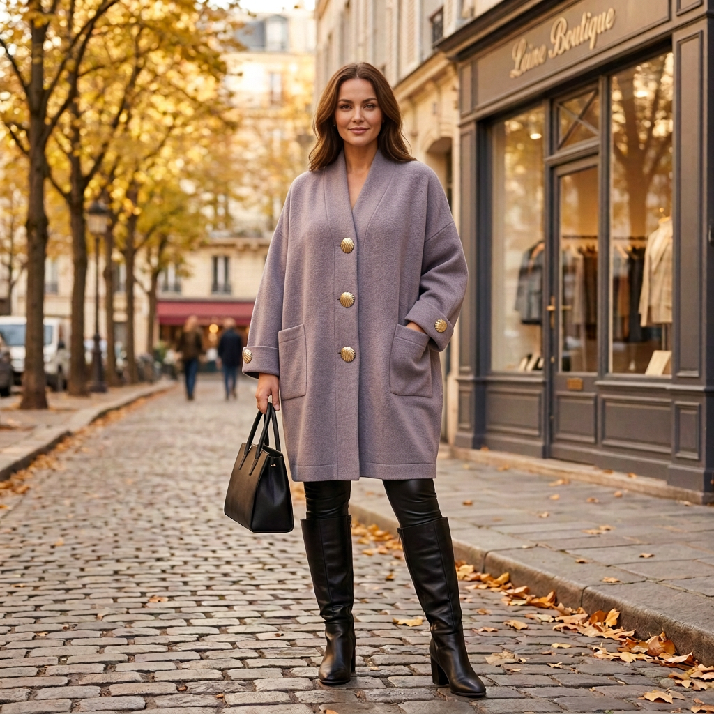 Kardigan szary mauve - modelka slim