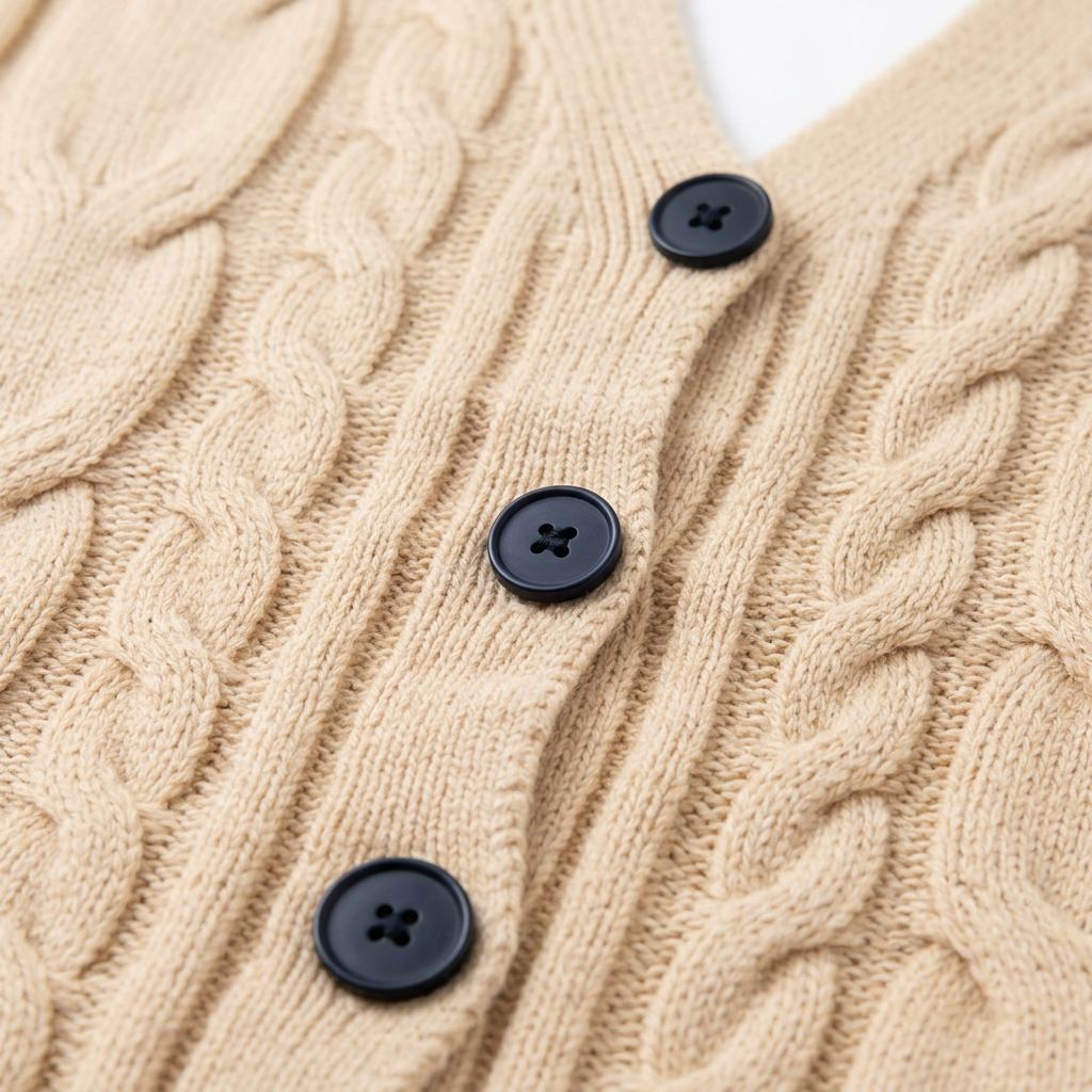 Vest met kabelpatroon - detail knopen