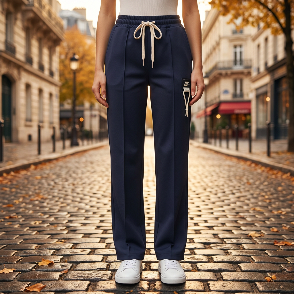 Zbliżenie granatowych spodni Ella Fashion