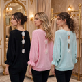Trui met bloemen op de rug - zwart, roze en mint