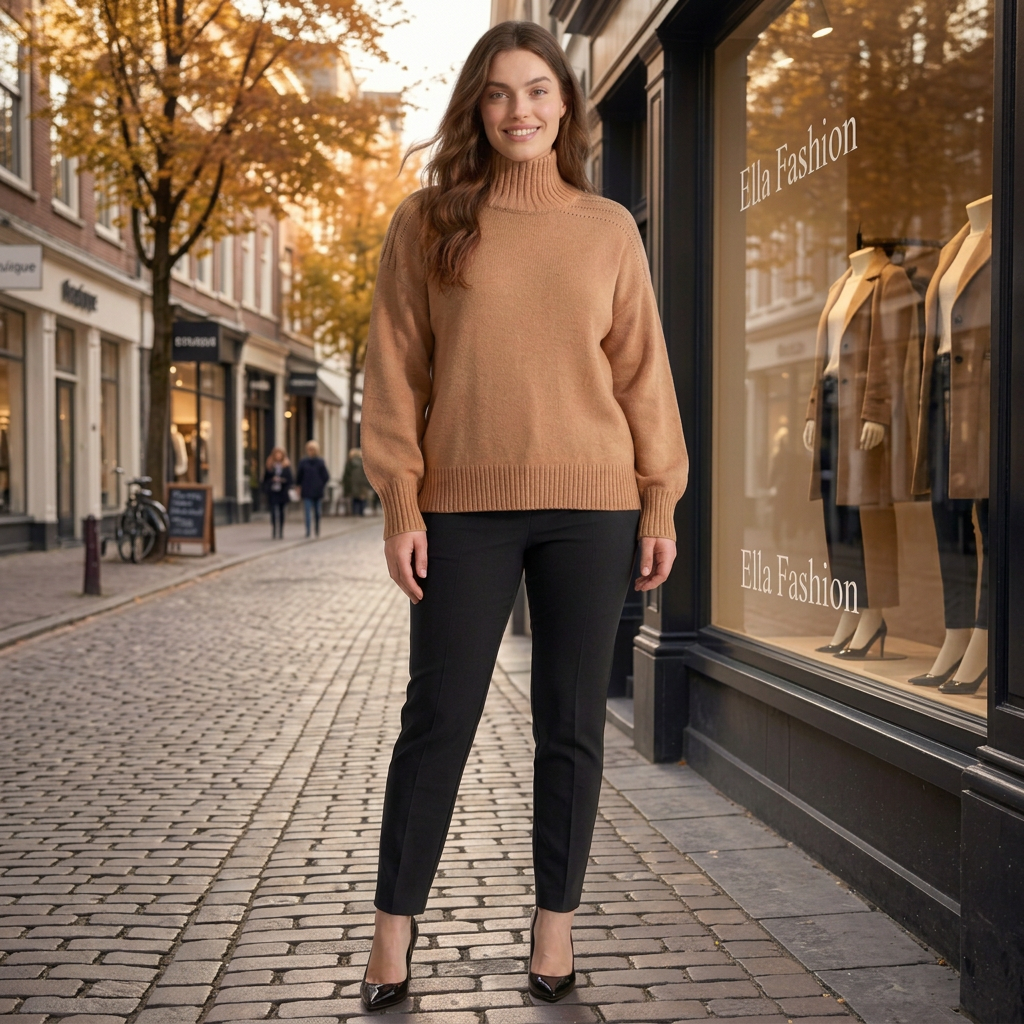 Coltrui met schouderdetail - modelka voor boutique