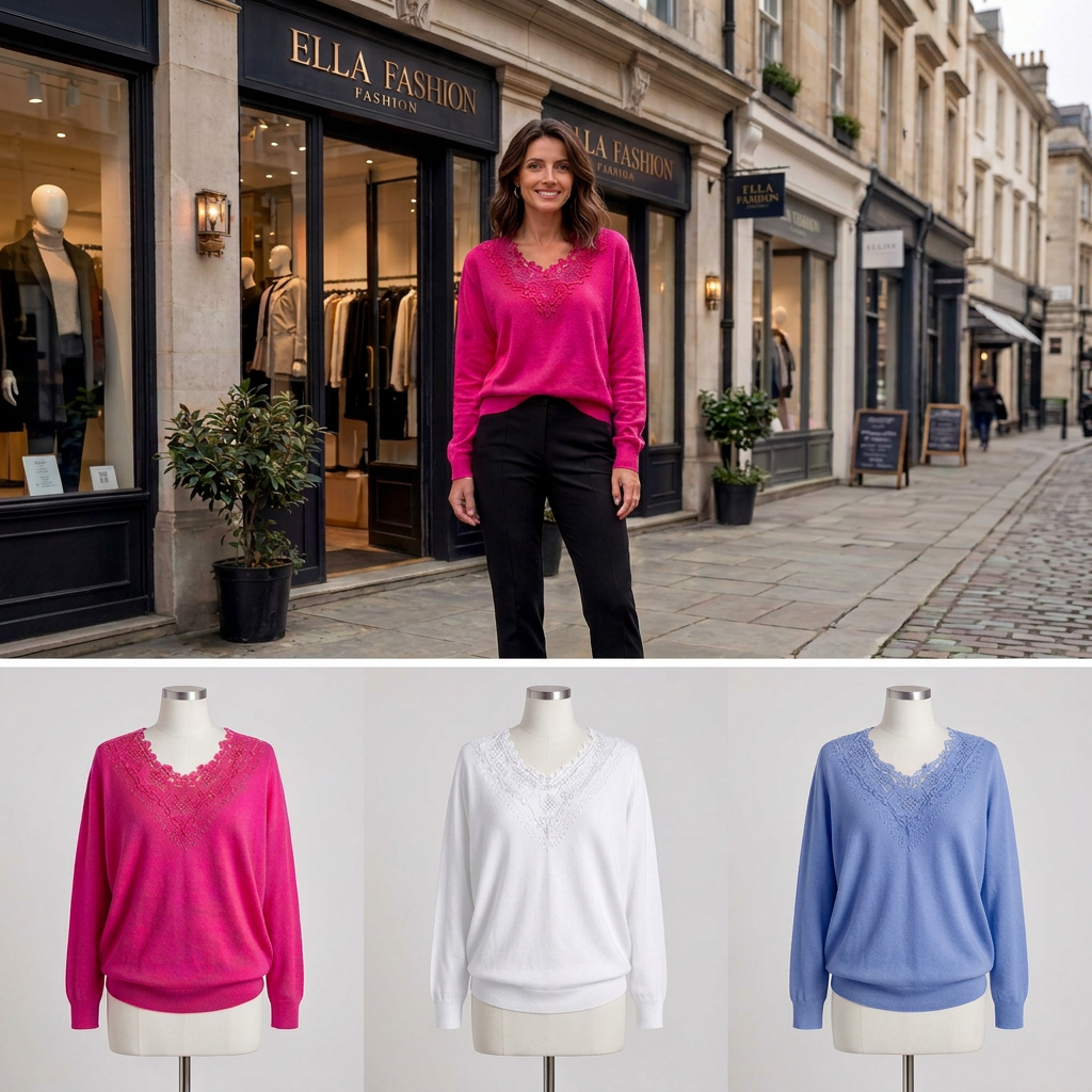 Trui met kant en glitterdetails - alle kleuren
