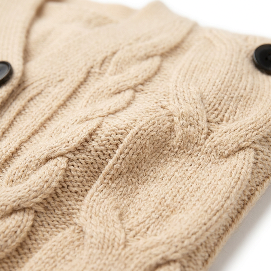 Vest met kabelpatroon - detail kabelpatroon