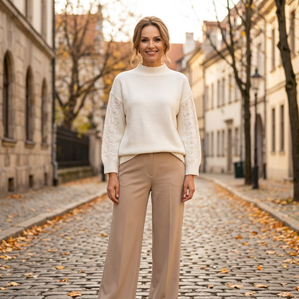 Coltrui met kanten mouwen - modelka wit/crème